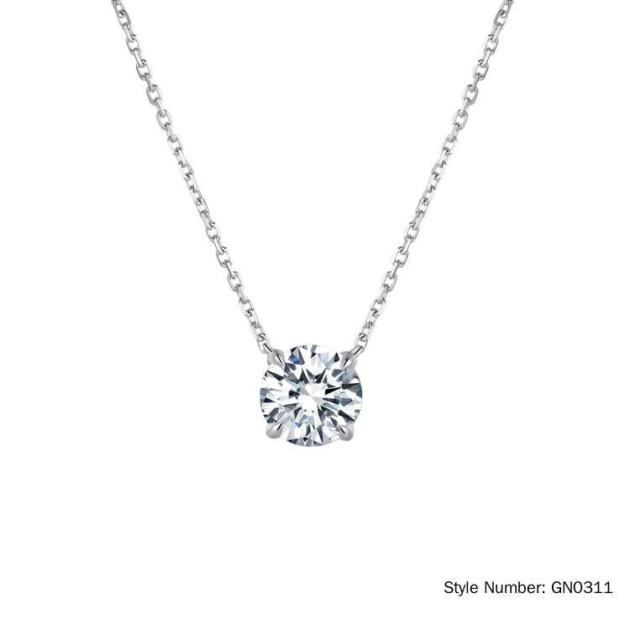 Lab-Grown Diamonds Solitaire Diamond Necklace 2 ct tw Round-cut 18K White Gold 18" (D-E/VVS)