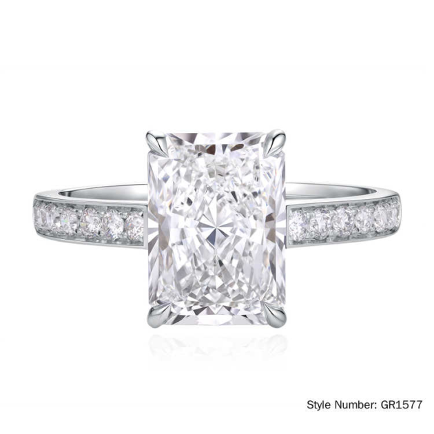 Lab-Grown Diamonds Radiant-Cut Engagement Ring 3-1/4 ct tw 18K White Gold