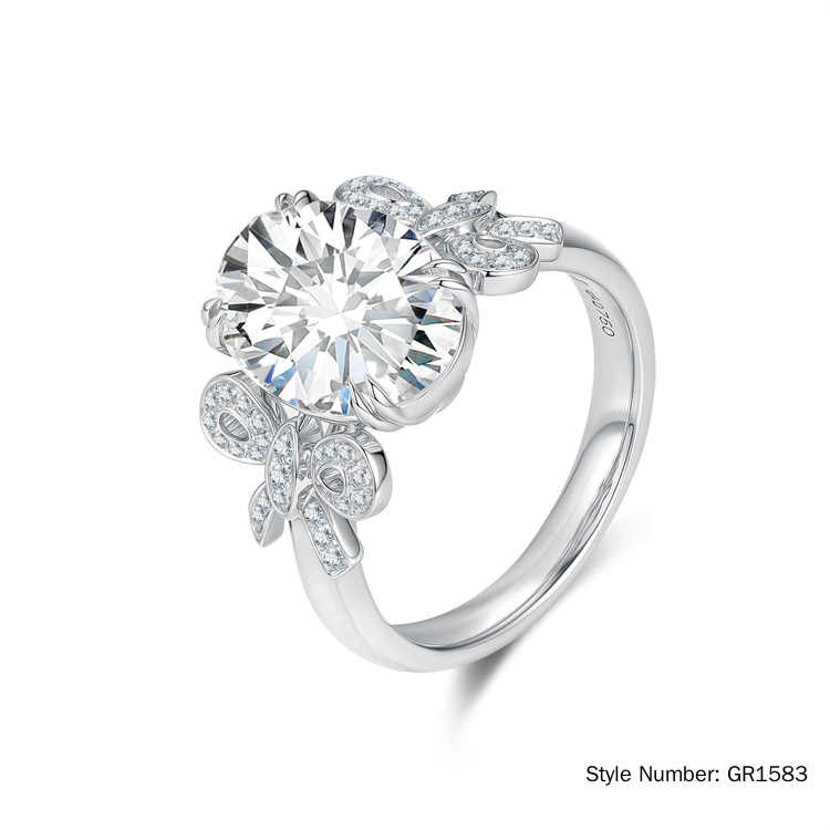 Lab-Grown Diamonds Oval-Cut Engagement Ring with Side Bows 5-1/4 ct tw 18K White Gold - Image 2