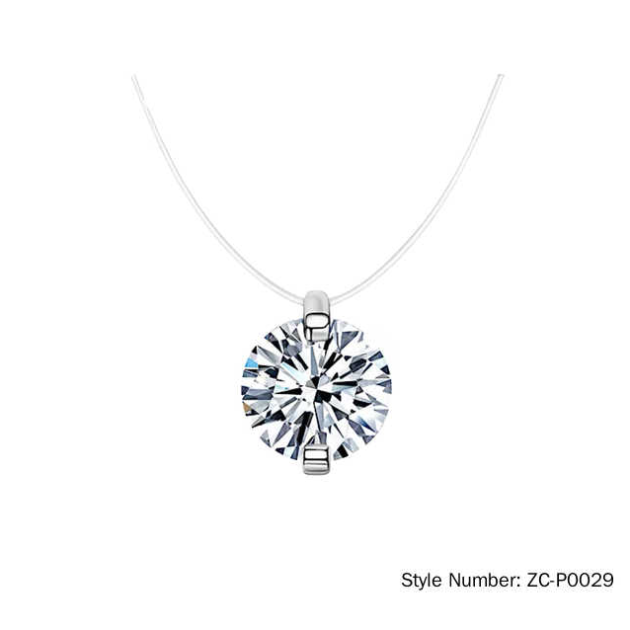 Lab-Grown Diamonds Solitaire Floating Diamond Necklace 1 ct tw Round-cut 18K White Gold