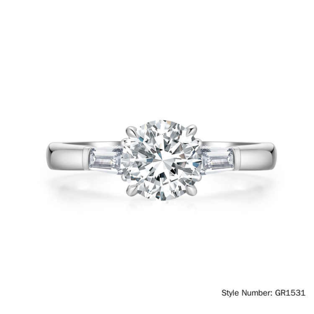 Lab-Grown Diamonds Round-Cut 3 Stones Engagement Ring 5-1/2 ct tw 18K White Gold D-E VS